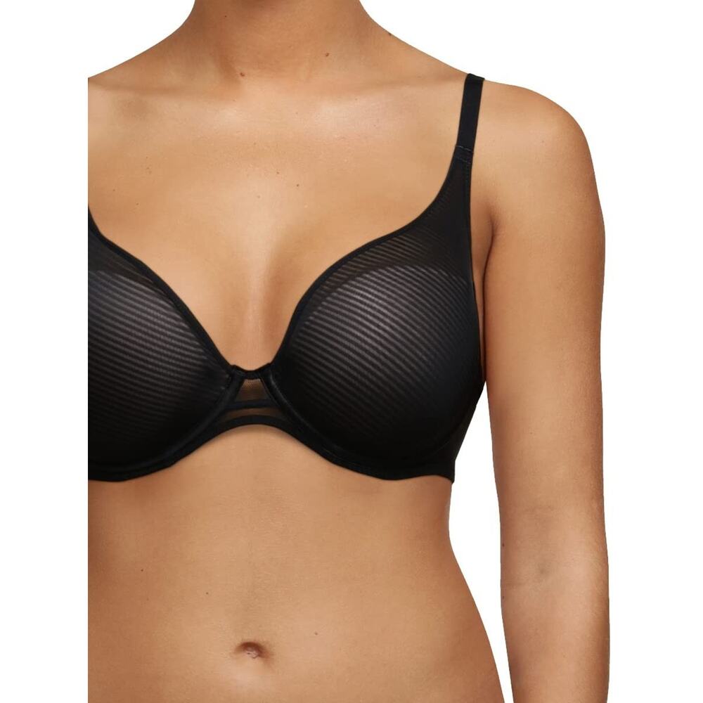 Passionata by Chantelle Nais Plunge T-Shirt Lightly Moulded Bra Black Size 32DD - Picture 3 of 4